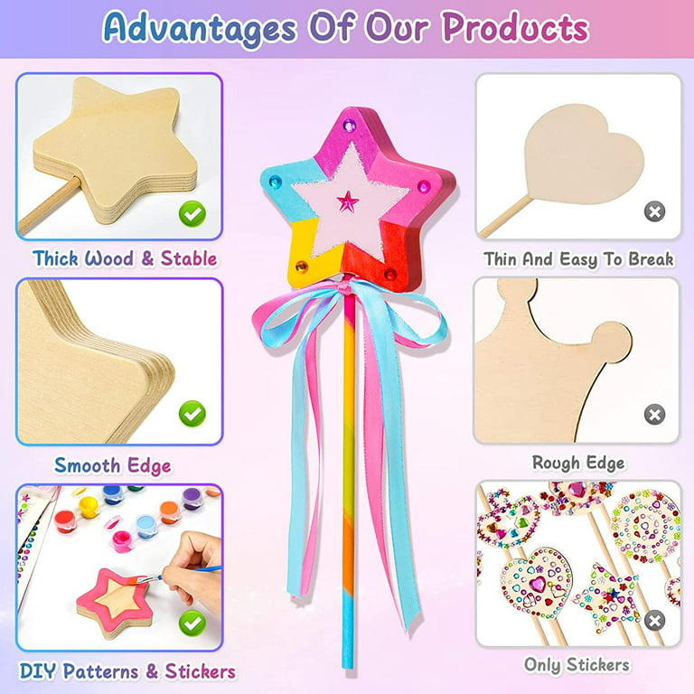 Style-Carry Crafts for Kids, DIY Princess Wand Kit for Ages 4-6 6-8  Children to Build and Paint, Painting for Kids 4-8, Arts and Craft Gifts  for Girls