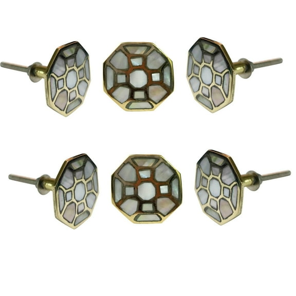 Perilla Home Set of 6 Diva Mother of pearl Cabinet Knobs Decorative Antique Knobs for Home Kitchen Cabinet Hardware Cupboard Door Dresser Wardrobe and Drawer Pull Handle