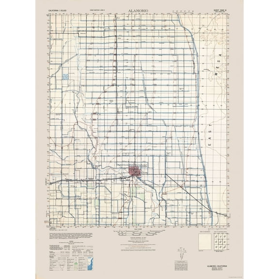 Topographical Map - Alamorio Sheet - US Army 1944 - Vintage Wall Art