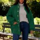 thumbnail image 1 of AUNVITO Women's Solid Color Lantern Sleeve Stand Collar Casual Button Front Jacket with Pockets Relaxed and Trendy Style, 1 of 9