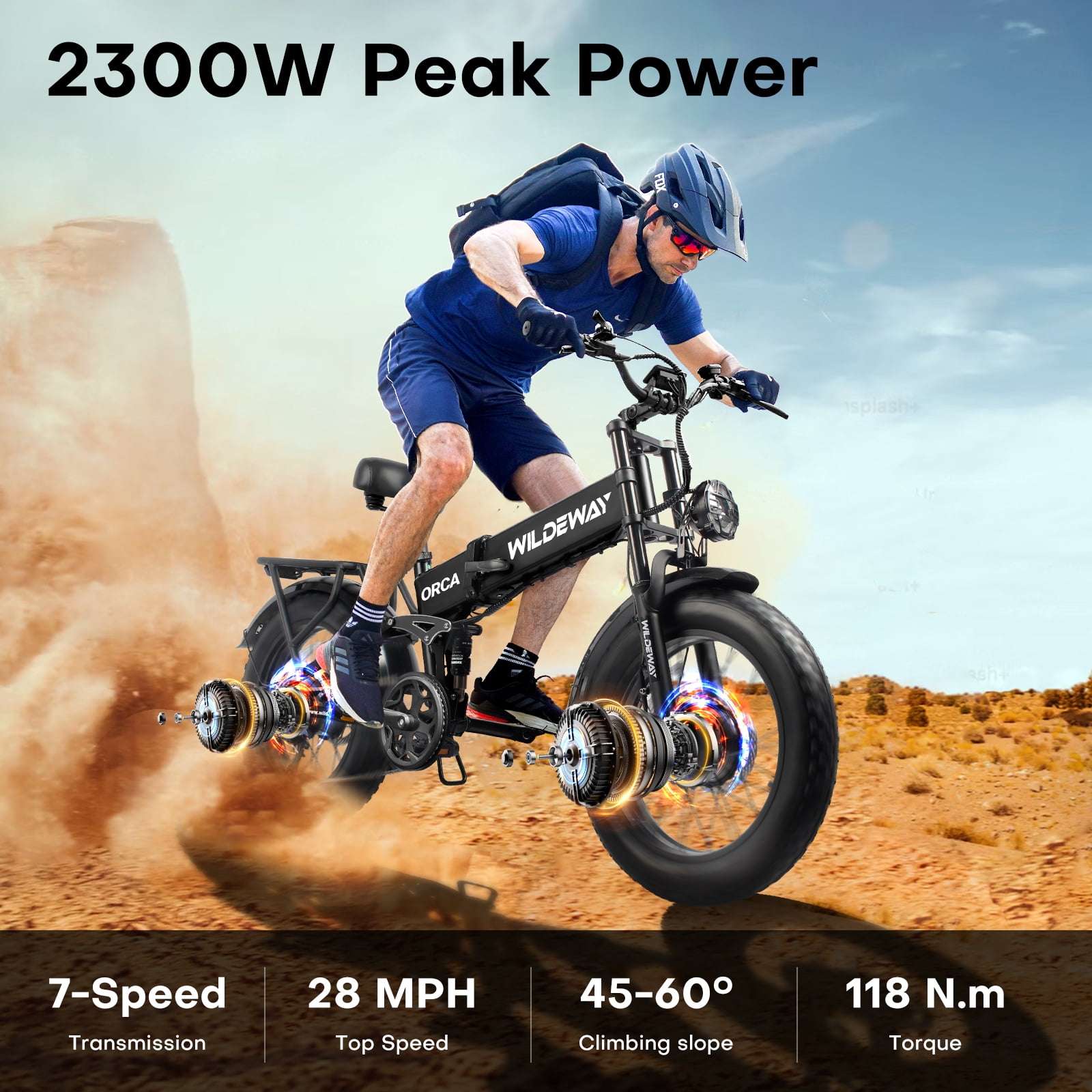 2300W Foding Dual Motor Electric Bike for Adults 20'' 48V 20Ah Ebike 55Miles Long Range 4.0 Fat Tire Off Road E-mountain bike Full Suspension Hydraulic Brake Electric Bicycles UL2849