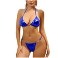 thumbnail image 1 of Bikinis Sets for Women Womens Solid Color Split Swimsuit With Gathered Three Point Strap Bikini Split Swimsuit Set, 1 of 1
