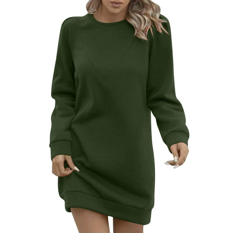 chinese dress ladies Mock Neck Long-sleeve Fleece Dress for Women main image 1