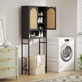 thumbnail image 4 of Conate Rattan Over The Toilet Storage Cabinet, Bathroom Storage Cabient with Rattan Doors, Metal Legs and Adjustable Shelf, Bathroom Storage Shelf Organizer, Black, 4 of 6