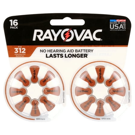 Rayovac Size 312 Hearing Aid Batteries (16 Pack), Size 312 Batteries