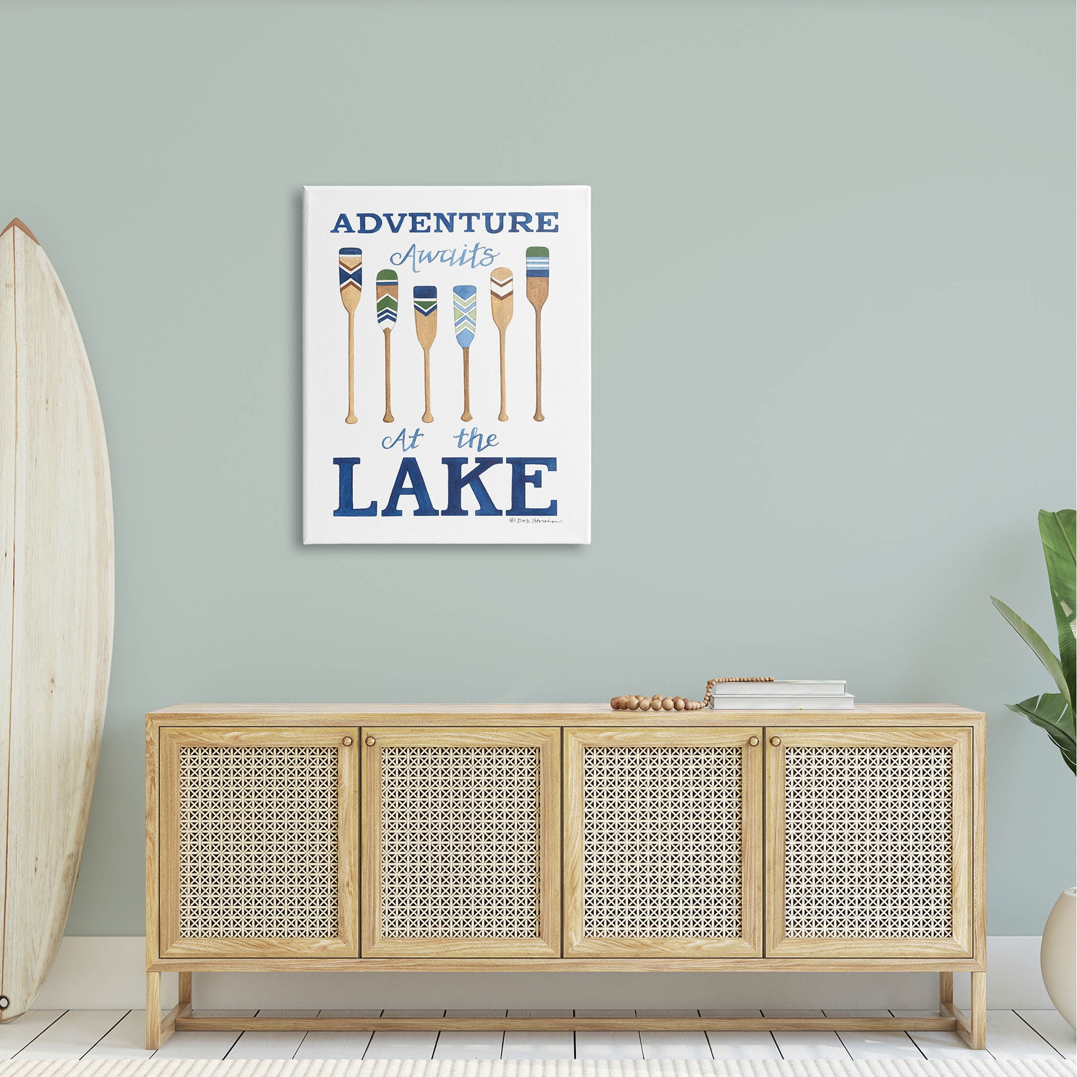 Adventure Awaits At Lake Oars Phrase Inspirational Graphic Art Gallery Wrapped Canvas Print Wall Art