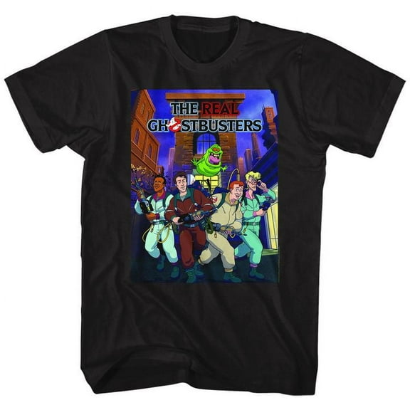 The Real Ghostbusters Poster Ish Black Adult T-Shirt