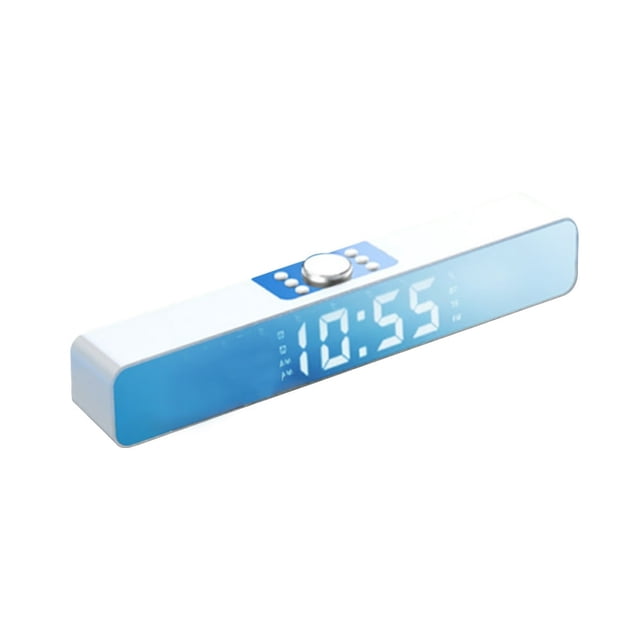 Bluetooth 5.0 Barre de Son Haut-Parleur à Réduction de Bruit Réveil Sans Fil Haut-Parleur LED Blanc avec Écran