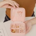 thumbnail image 4 of Pequeña caja de almacenamiento de joyería minimalista de cuero de PU organizador de joyería de viaje portátil rosa, 4 of 12