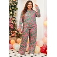 thumbnail image 6 of Plus Size Green Printed Long Sleeve and Pants Lounge Set | [ZhiHiMeRi] | (US 14W-16W)1X, 6 of 11