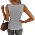 thumbnail image 3 of Domuza Womens Ribbed Tank Tops Casual Square Neck Sleeveless Tee Shirts 2026 New Slim Fit Comfort Basic Blouses Light Gray S, 3 of 3