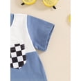 thumbnail image 5 of Suealasg Toddler Girls Clothes 1T 2T 3T 4T Baby Girl Summer 2Pcs Outfit Short Sleeve Checkerboard Print Tops Elastic Waist Shorts Set, 5 of 6