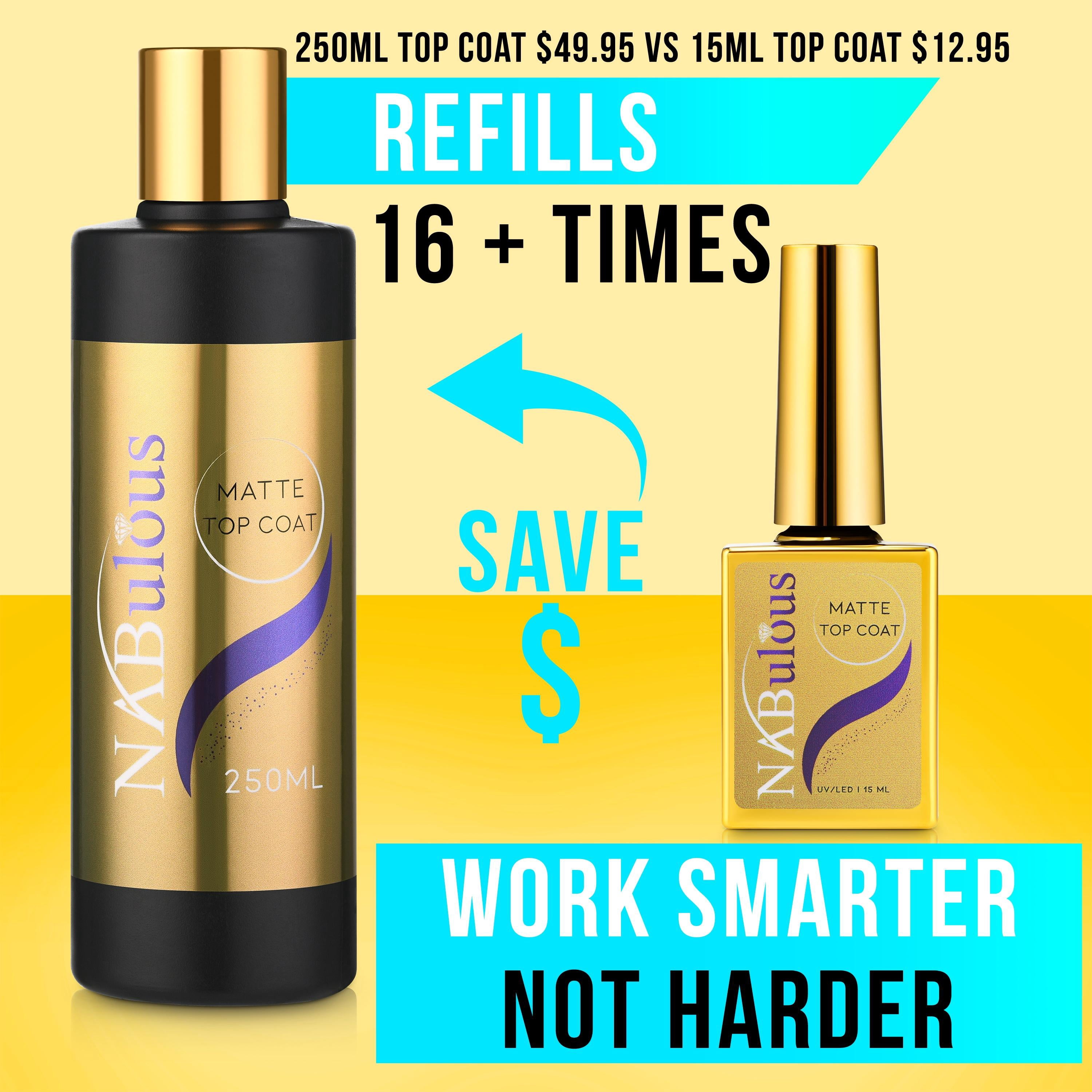 NABulous™ Clear Matte Top Coat Refill Bottle - 8oz | 250ml (Matte Top Coat 250ml)
