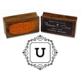 thumbnail image 1 of Printtoo Square Swirl Border Alphabet U Monogram Wood Mounted Rubber Stamp Office Stationary, 1 of 5