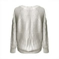 thumbnail image 5 of Sweaters for Women Crewneck Crochet Lace Long Sleeve Hollow Out Cable Knit Pullover Sweaters Tops Winter Fall Clothes 2023 White, 5 of 5