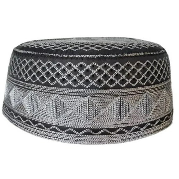 Yoetaun Traditional Hat Adult Muslims Hat with Embroidery Pattern Hot Casual Present for Male Flat Top Hat Light Coffee
