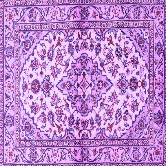 Ahgly Company Indoor Square Medallion Purple Traditional Area Rugs, 3' Square