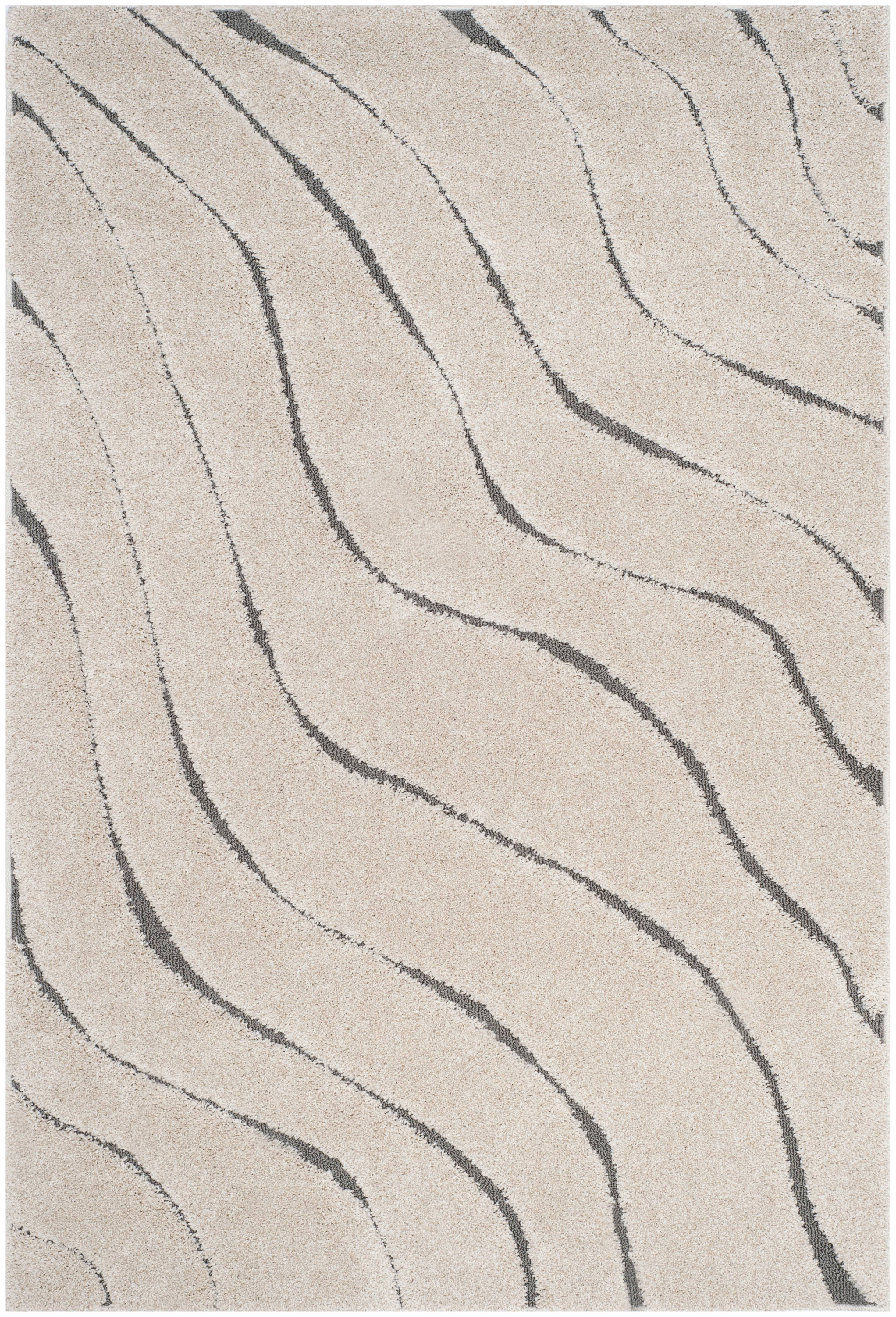 SAFAVIEH Florida Tabitha Geometric Waves Shag Area Rug, Cream/Grey, 8' x 10'