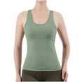 thumbnail image 2 of YHAJDS Womens Built In Bra Tank Tops Workout Tops Solid Color Fitted Padded Yoga Exercise Sleeveless Cami, 2 of 5