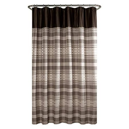 Maytex Blake Chenille Striped Fabric Shower Curtain Brown Multi