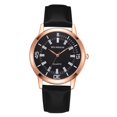 thumbnail image 1 of Reloj de cuarzo dorado rosa elegante con esfera negra grande y estilo vanguardista, 1 of 3