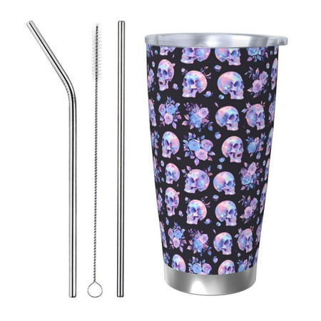 

Coaee flower Skull rose for 20oz Insulated Kettle Water Bottle For Running Hiking Cycling Climbing Men S Woman Insulated Water Bottle-Straw Three-piece Set