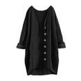 thumbnail image 3 of Vivianyo HD Women's Crinkle Gauze Cardigan, Button Front Roll Up Sleeve Mid Length Lightweight Outer Top for Beach Vacation Wear, Sizes S-2XL, 3 of 5