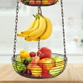 3 Tier Hanging Fruit Basket with Banana Hook, Heavy Duty Wire Hanging