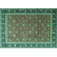 thumbnail image 1 of Ahgly Company Machine Washable Indoor Rectangle Persian Turquoise Blue Traditional Area Rugs, 7' x 10', 1 of 4