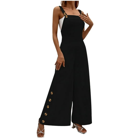 Kmdttou Up to 30% off! Ladies' Solid Color Casual Commuting Jumpsuit Pants on Clearance!