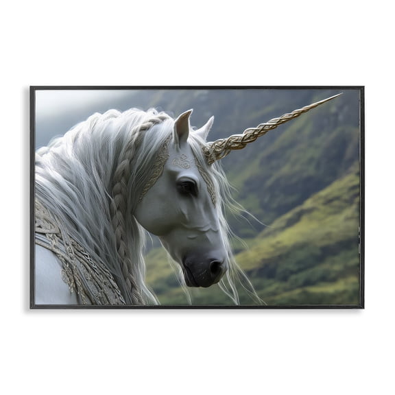 Stupell Industries Victorian Celtic Unicorn Braided Mane Black Framed Giclee Art, 18 x 12, by The Wands Want