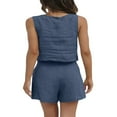 thumbnail image 4 of Tenues 2 Pcs pour Femmes Ensemble Assorti en Lin Débardeur Court avec Shorts Ensemble de Vacances Tendance d'Été, 4 of 7