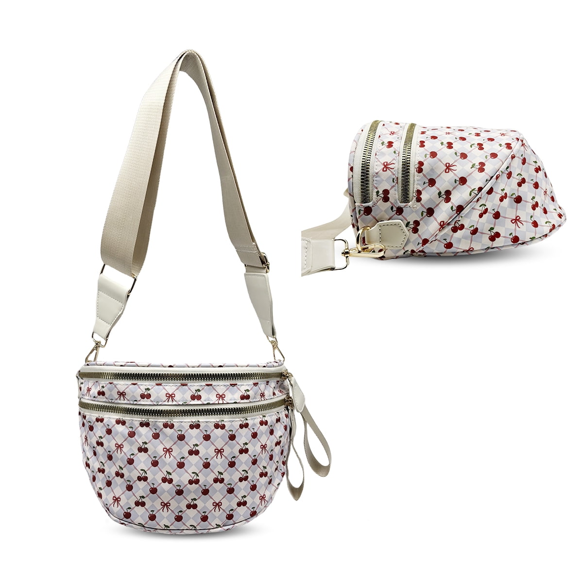Nylon Bum Bags Plus Size Fanny Pack Sling Bag Belt Bag for Women Travel, Checkered Crossbody Bags for Women