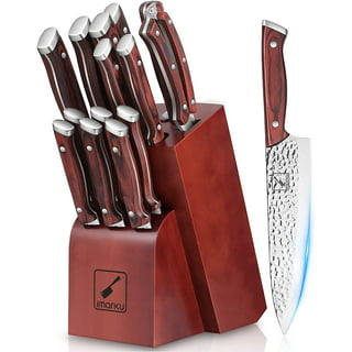 Emeril Lagasse Razor Sharp 2 Piece Chef Knife Set - 5 inch Santoku Knife,  3.5 Inch Stainless Steel Paring Knife, Forged Steel Clad Emerilware - Red