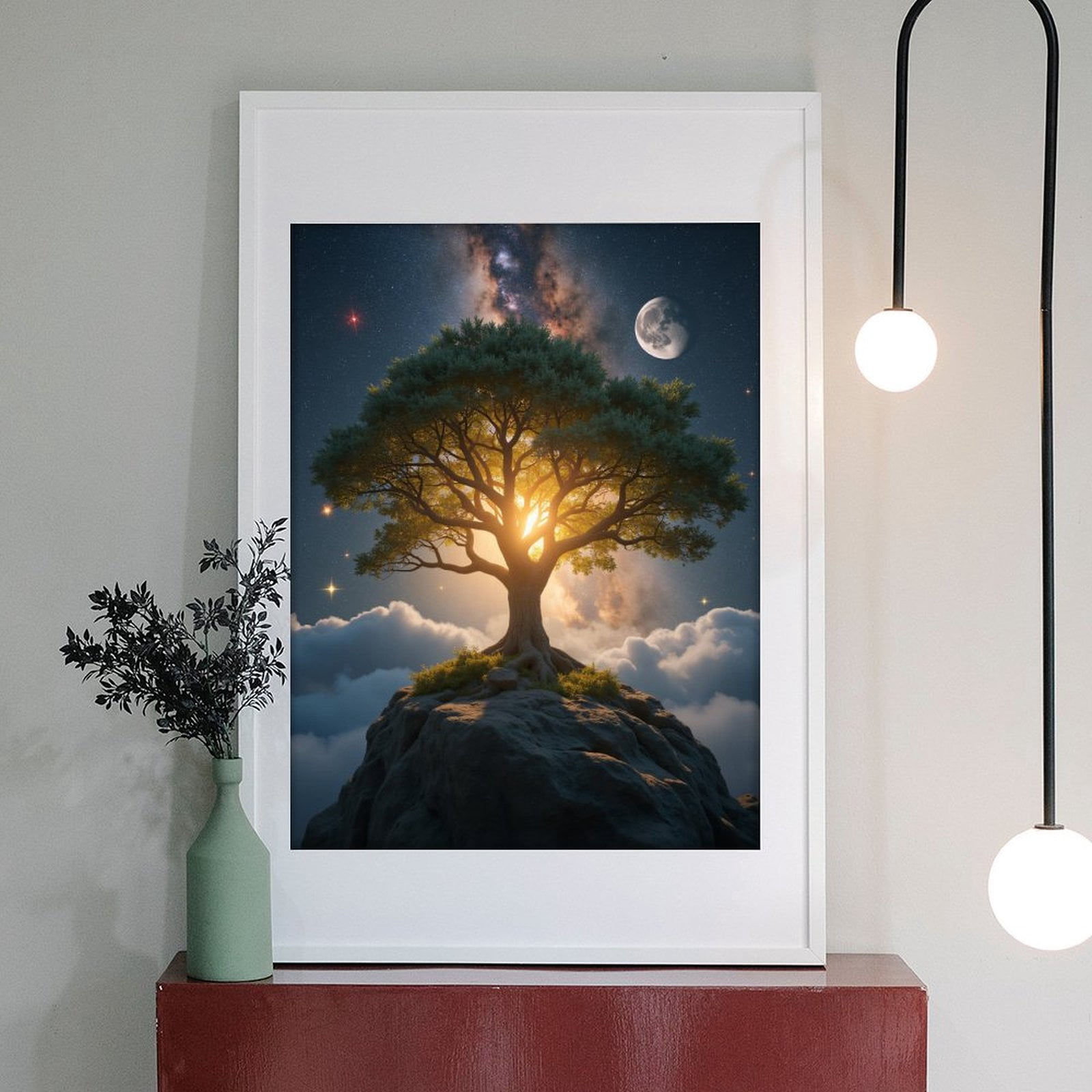 Diamond Art Kit for Adults, Tree Moon Stars Rock Night Sky Diamond Painting for Adults Beginners, DIY Diamond Art Painting Kits, 5D Diamond Painting Crafts for Home Decor 12x16 Frameless