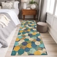thumbnail image 4 of 2'x6' Rug Runners for Hallways Kitchen, Teal Yellow Circle Non Slip Entryway Beside Floor Carpet Runner, Geometric Abstract Art Washable Laundry Room Bedroom Throw Rugs Mat for Family Pet, 4 of 8