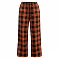 thumbnail image 3 of Kilaqueen Pants for Women Plaid Drawstring Elastic Waist Straight Leg Pants with Pockets Casual Trendy Comfy Loose Fit Baggy Pants, 3 of 4