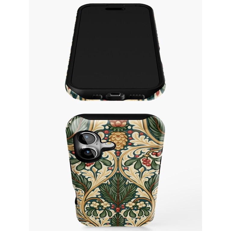 Ornate Botanical Pine Bough, Cream Floral and Red Berry Tough Case for ...