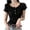 Black, variant on Button Down Henley Shirts for Women Short Sleeve Slim Fit Cropped Tunic Tops Summer Casual Tee Black L