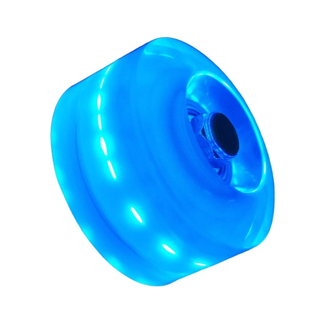 Roues de Patinage Rondes à DEL Lumineuses Clignotantes pour Quad, Réduisant la Friction, Brillantes, à Double Rangée, Accessoires de Patinage pour l'Extérieur, Bleu