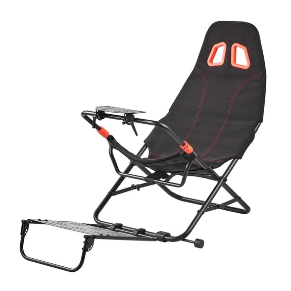 KFFKFF Portable Racing Wheel Stand, Foldable & Adjustable, 18.5-in Seat Inner Width, Compatible with Logitech G29/G920/G923, Thrustmaster T248P, Fanatec Direct Drive, Black