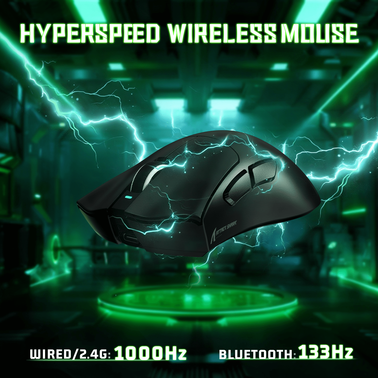 ATTACK SHARK V3 Wireless Gaming Mouse, Tri-Mode 2.4G/USB-C Wired/Bluetooth, PAW3311 Sensor, 25000 DPI, 62g Ultra-Lightweight Design, 500mAh Battery, Black