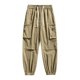 thumbnail image 1 of Pantalones de trabajo para hombre, de color liso, con cordón, cintura elástica y múltiples bolsillos, 1 of 7