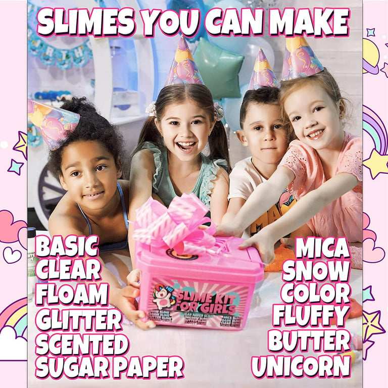 Original Slime Kit Supplies Stuff for Girls Making Slime Diy Kit for Makes  Shimmery Slime, Glitter, Fruit Slice, Foam Balls, Rainbow, Glow in the  Dark, Gift Box, Pink