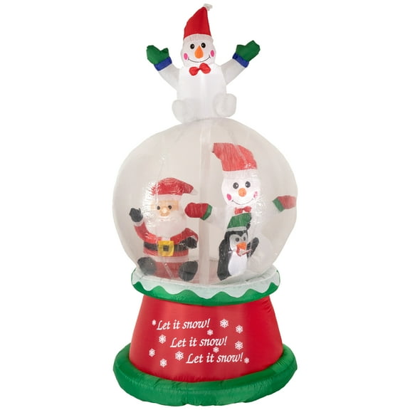 Northlight Lighted Inflatable Santa and Friends Snow Globe Outdoor Christmas Decoration - 6.75'