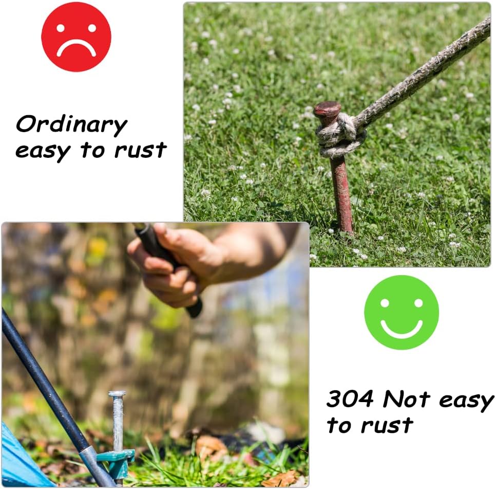 Patio Rug Stakes Outdoor Stainless Steel RV Mat Stakes Rug Spikes Patio Ground Stakes for Garden Camp Rug Outside Mat Carpet Tent