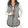 thumbnail image 2 of Breezora Women Full Zip Waist Padded Sleeveless Gilet Thermal Body Warmer Winter Casual Layered Vest with Drawstring and Pockets S Size Grey, 2 of 9