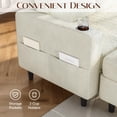 thumbnail image 5 of Modern L-Shaped Sectional Sofa with Storage Ottoman and 2 Cup Holders, Convertible 3-Seater Corduroy Couch with Side Pockets for Small Apartments, Living Room, Office, Beige, 5 of 7