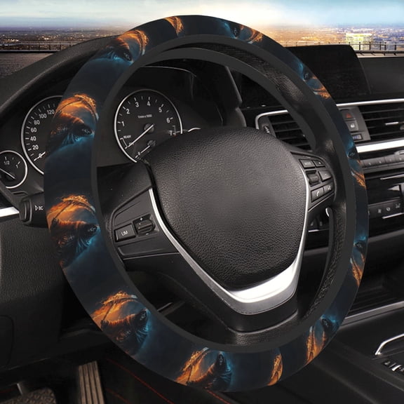 Steering Wheel Cover Anti-Slip Elastic Car Protective Universal 15 Inch Fit for Vehicles Auto SUVs , Grim Reaper On Fire Cool Art
