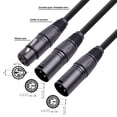 thumbnail image 3 of XLR Splitter Cable, 3 Pin XLR Female to Dual XLR Male Patch Y Cable Balanced Microphone Splitter Cord Audio Adaptor-50cm,1 x 3pin XLR Female to Dual XLR Male Y Splitter Cable,Black, 3 of 8